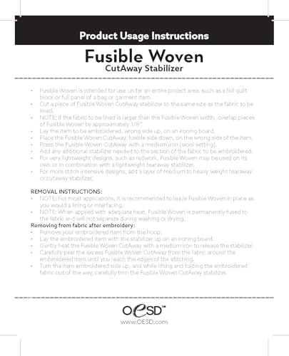 OESD Fusible Woven Cut Away Black Fabric Interfacing 12" x 5 Yd Roll