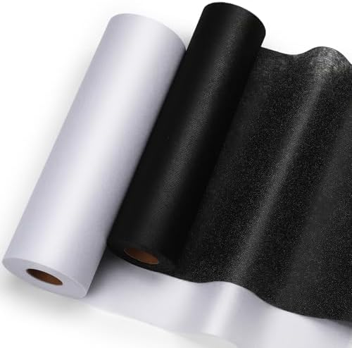 Medium Weight 11.6" x 40 yd White Fusible Interfacing and Black 11.6"