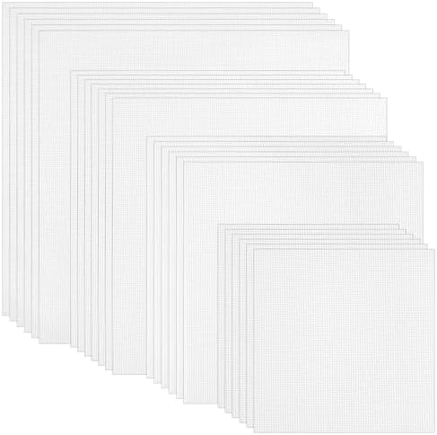 24 PCS Aida Cloth 14 Count, 4 Sizes White Cross Stitch Fabric for
