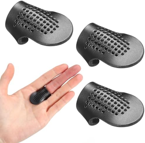 Rivvlive 3 Pcs Sashiko Thimble Leather Adjustable Thimble for Hand