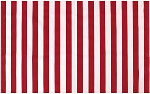 Mybecca Stripe Canvas Canvas Oxford Polyester Fabric 60" RED/White