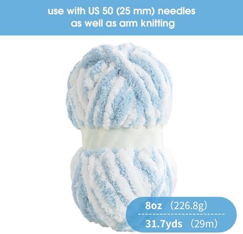 HOMBYS Bulky Fulffy Chunky Chenille Yarn for Hand Knitting,Soft
