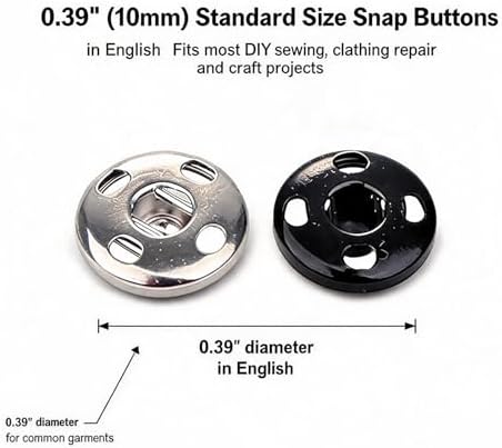 Meikeer 100 Sets 10mm Sew-On Snap Buttons