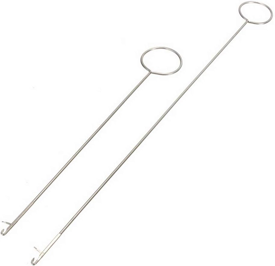 2 Pcs 10.4" & 7" Stainless Steel Sewing Loop Turner Hook with Latch