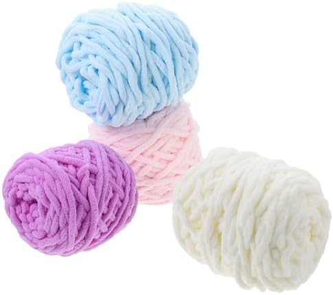 Hand-Knitting Cotton Yarn for Crocheting, 4 Rolls Multi-Craft Yarn