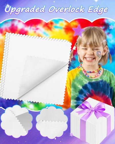 eZAKKA 50 Pack 10x10in White Cotton Squares with Overlock Edges