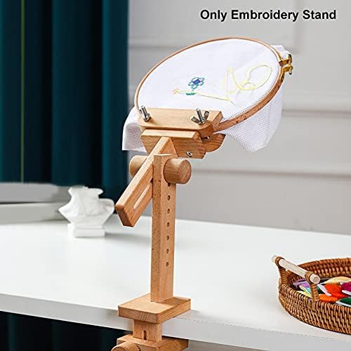 Beech Wood Embroidery Hoop Stand with 7.87''Embroidery Hoop, 360°