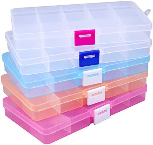 Lawei 15 Pack Plastic Jewelry Box - 15 Grid Organizer Storage Box with
