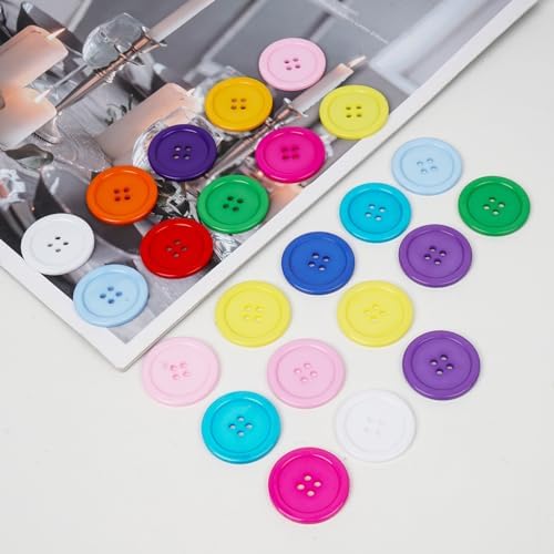 Chenkou Craft Mix Color Plastic Resin Circle Big Button 4 Holes DIY