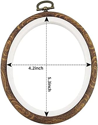 5PCS Oval Embroidery Hoops 5 x 4 Inch Imitation Wood Hoops for Cross