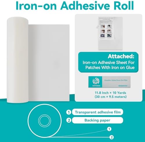 Double-Sided Iron-On Adhesive Film for Sewing & Crafts, 11.8 Inches x