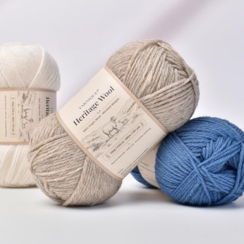 100% Virgin Wool Yarn | Worsted Weight | 100g x 3 Skeins | 540m/591yds