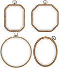 PATIKIL 4 Pieces Embroidery Hoops Set Imitated Wood Frame Circle Oval