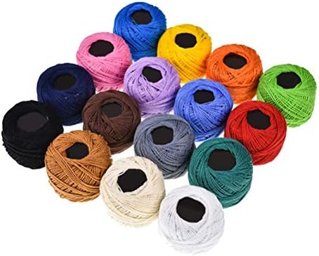 16 Roll Embroidery Thread Set - Assorted Colors Cotton Floss for Cross