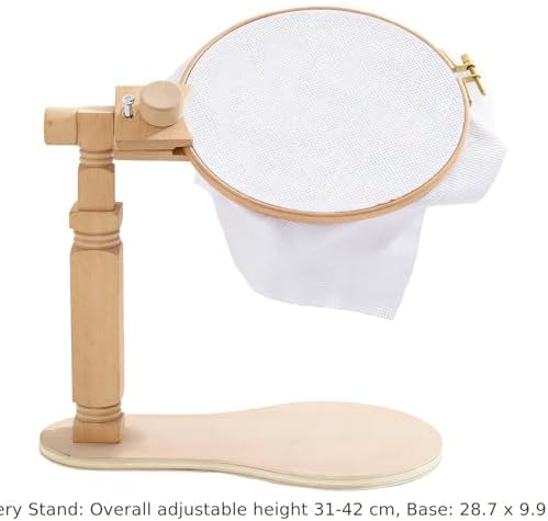 Embroidery Hoop Stand for Desktops, Beech Wood Adjustable Rotating