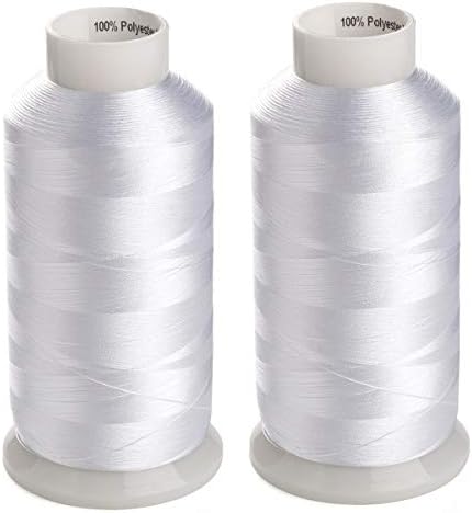 Simthread 2 Huge Spools White Bobbin Fill Thread, 5500 Yards Each