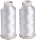 Simthread 2 Huge Spools White Bobbin Fill Thread, 5500 Yards Each