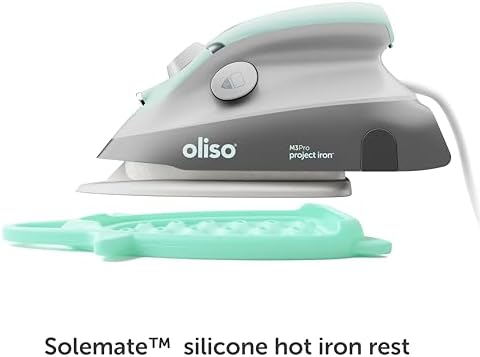 oliso M3Pro Project Mini Steam Iron - Sewing, Quilting, Travel - Aqua
