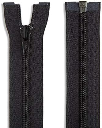 24 Inch Black Nylon Coil Zipper - One-Way Separating Open-End Zipper