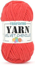Velvet Chenille Yarn for Crocheting, Knitting, Baby Blanket, 50g (Red)