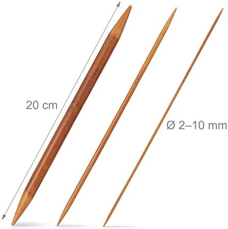 Relaxdays 150 Knitting Needles Double Ended 15 Sizes 2 to 10 mm for
