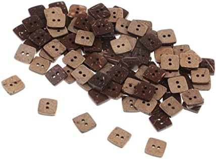 100pcs 12mm Wooden Coconut Shell Buttons 2 Holes Square Shape for