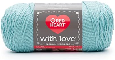 Red Heart with Love Acrylic Yarn for Crocheting, Iced Aqua, 3-Pack