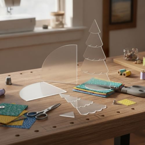 7-Piece Acrylic Quilting Ruler Set with Christmas Tree Shape