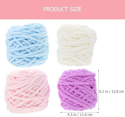 Hand-Knitting Cotton Yarn for Crocheting, 4 Rolls Multi-Craft Yarn