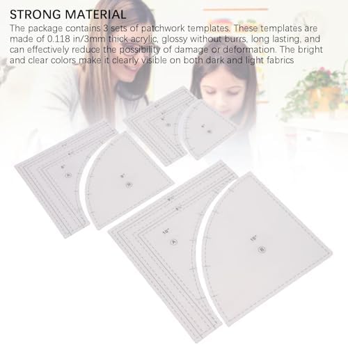 3-Pack Quilting Templates, 10 8 6in Acrylic Rulers for Cutting