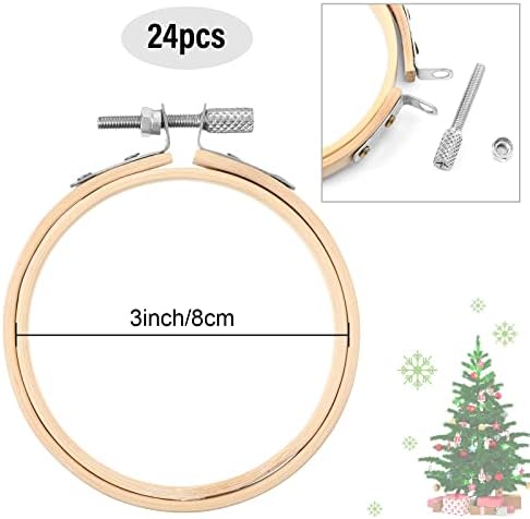 Sawysine 48 Pcs Embroidery Hoop Bulk Tiny Wooden for Cross,3 Inch
