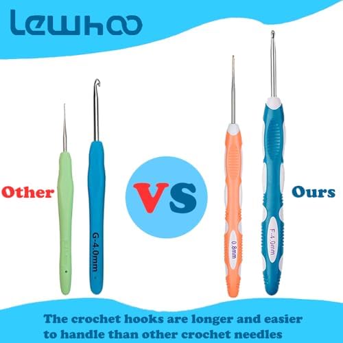 Lewhoo 12PCS Ergonomic Crochet Hooks Set with Case, Size from