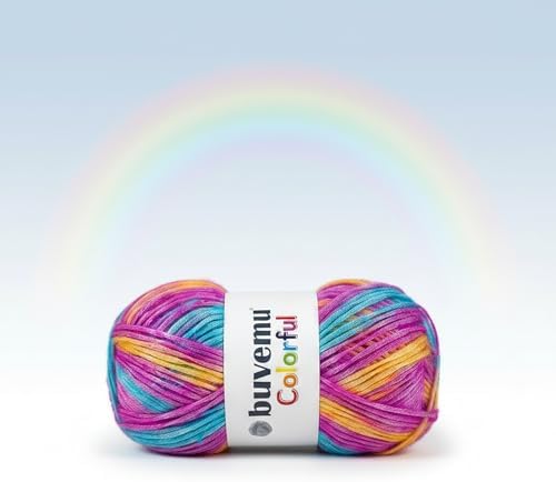 Colorful Self-Striping Multicolor Fuzzy with Subtle Sheen Yarn, 56%