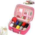 Complete Portable Sewing Kit in Faux Leather Case - Includes Big Eye