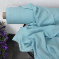 Light Sky Blue Natural Linen Fabric by the Yard, 185 GSM