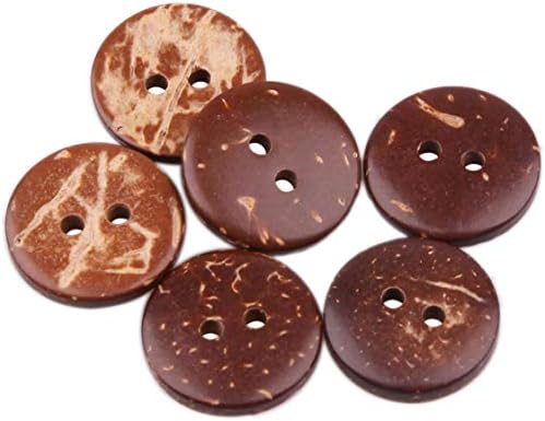 100 Pieces 25mm Coconut Shell Buttons 2 Hole Natural Brown
