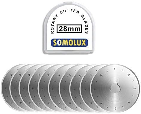 SOMOLUX 28mm Rotary Cutter Blades 10 Pack, Fits OLFA,Fiskars Etc