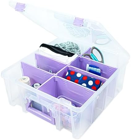 ArtBin Super Satchel Double Deep, 8-Compartment Craft Box, Purple