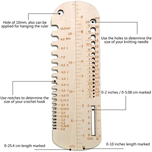 UPTTHOW Sock Ruler Knitting Crochet Size Measurement Hook Gauge