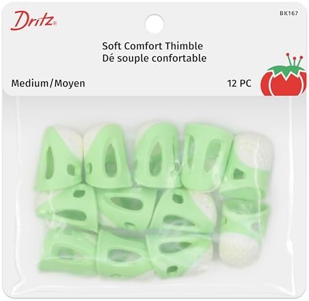 Dritz Soft Comfort Thimbles, Medium, Green, 12 pc