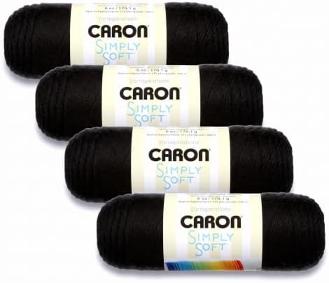 Caron H970039727 Simply Soft Solids Yarn 100% Acrylic - 6 oz - Black