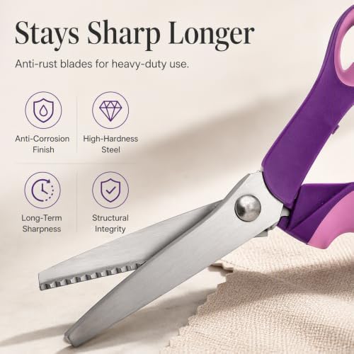 Pinking Shears, Sharp Serrated Stainless Steel Blades