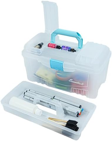 ArtBin Twin Top 17-Inch Craft Supply Box with Handle, Aqua Accents