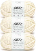 Caron All Day Wool Yarn for Crocheting Soft, Aran, 3-Pack