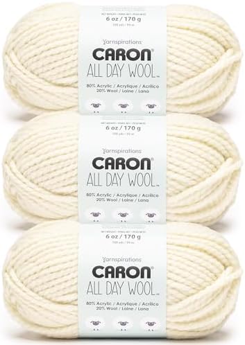 Caron All Day Wool Yarn for Crocheting Soft, Aran, 3-Pack