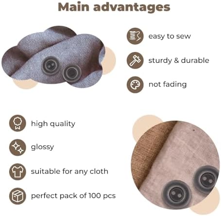 100 Pcs Grey Sewing Buttons 0.75 inch Buttons for Uniform 2 Hole 30L