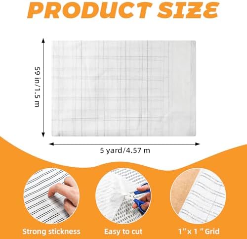 Breling Fusible Interfacing Grid, White, 59 Inch X 5 Yard, Light