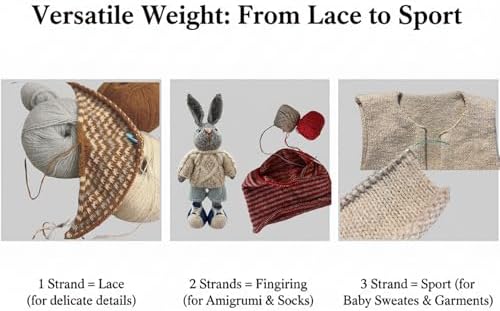 Lace Weight Wool Yarn – 16 Mini Skeins (25g Each) Multicolor Set