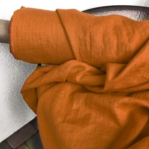 Light Sky Blue Natural Linen Fabric by the Yard, 185 GSM