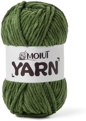 Fluffy Chenille Yarn for Crocheting, Army Green